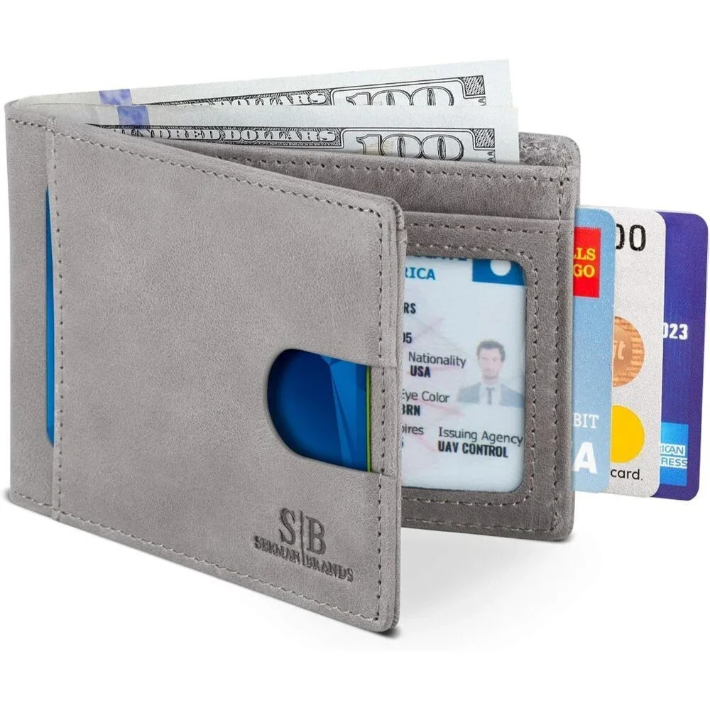 Men's Slate Gray Genuine Premium Vegan Leather Front 2 Pocket Wallets Stylish